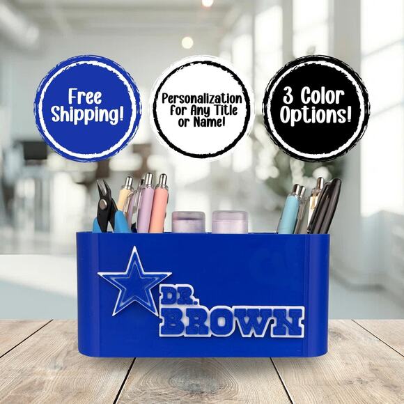 Personalized Dallas Cowboys Desk Organizer, Dallas Cowboys Gift - Picture 1 of 7